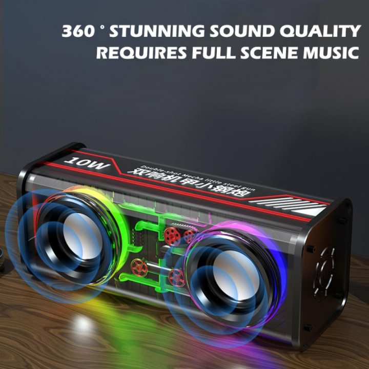 V8 Transparent Mecha Wireless Bluetooth Speaker Sound Light Rhythm Subwoofer TWS Stereo Cyberpunk Music Center Hands-free Call
