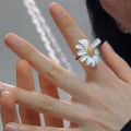 Daisy Flower Rings For Women Boho Fashion Jewelry Adjustable Ring Open Design.