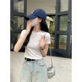 Small Red T T-shirt Women's Short-Sleeved Short Tight Hot Girl Top Summer New Solid Color Slim-Fit Shoulder T-shirt. 