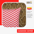Cushion Cover, White & Red (18"x18"), Only Cover.