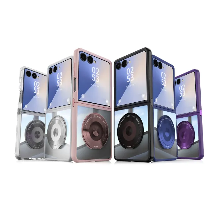 HODON%20360%C2%B0%20Rotatable%20Magnetic%20Kickstand%20Phone%20Case%20for%20Samsung%20Galaxy%20Z%20Flip%207%206%205%20TPU+PC%20Clear%20Shockproof%20Cover%20-%20Image%208
