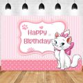 120x80cm Disney Marie Aristocats Backdrop Marie Cat Baby Shower Girl Birthday Party Vinyl Photography Background Photo Wall. 