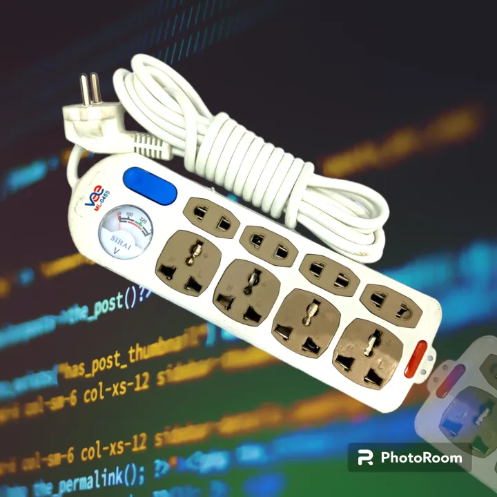 Socket 8 Port Multiplug 8 Port Power sockets White 5 Meters Long Wire | Daraz.com.bd