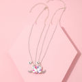 【Exclusive】 2PCS/Set Cartoon Cat Shape Pendant Couple Necklaces Chain Friends Necklace BFF Friendship Jewelry Gift.