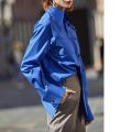 AEL Royal Blue shirt women Lapel Blouse Feminina fashion Safari style Spring Summer top Clothing loose Plus Size new.