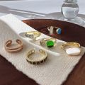 Vintage Boho New Enamel Emerald Opening Rings. 