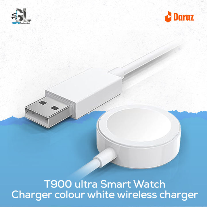 T900 ultra Smart Watch Charger colour white wireless charger