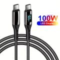 100W LED Display PD Fast Charging Cable Housing Nylon Cable. 