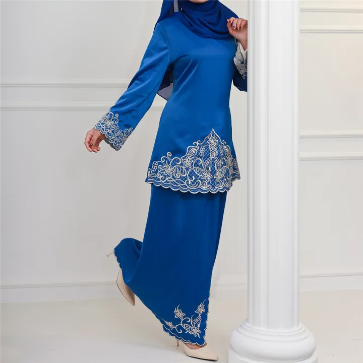 Women%20Spring%20Embroidery%20Muslim%20Sets%20Long%20Sleeve%20Turkish%20Tops%20Skirts%20Abaya%20Solid%20Islamic%20Clothing%202PCS%20Baju%20Kurung%20Malaysia%20Set%20-%20Image%205