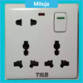 Bundle of 5 Pieces Multi Function Universal Wall Gang Socket - 8 Pin Gang Universal Socket. 