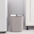 Trash Can Rectangle Plastic Push-Button Dual Compartment 12 Liter Recycling Waste Bin Garbage Can-Grey. 