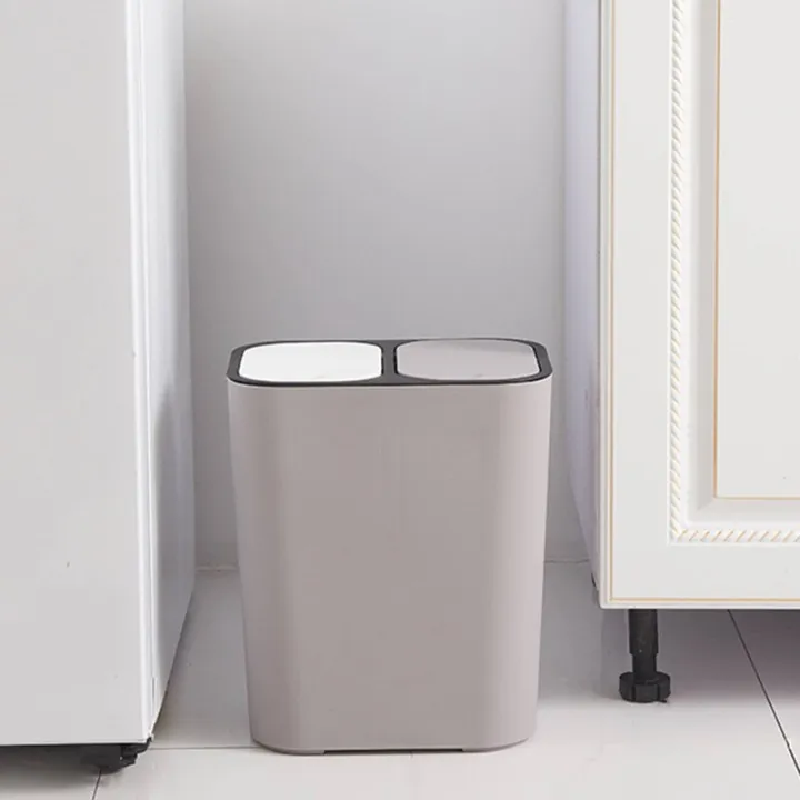Trash%20Can%20Rectangle%20Plastic%20Push-Button%20Dual%20Compartment%2012%20Liter%20Recycling%20Waste%20Bin%20Garbage%20Can-Grey%20-%20Image%205