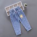 Spring Autumn New Girls High Waist Jeans Trousers Cotton Casual Baby Feet Pants Teenager Denim Boys Clothes.
