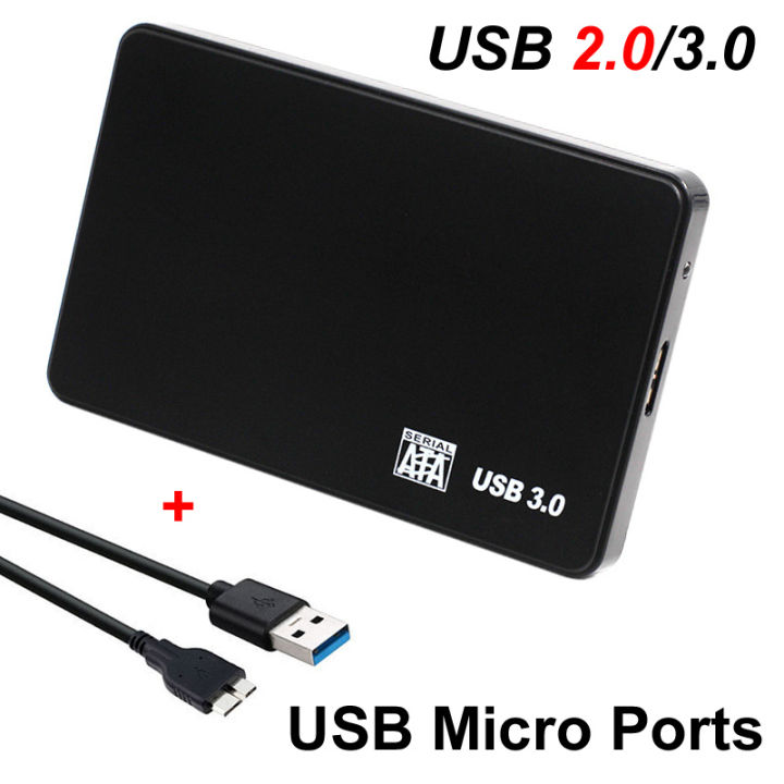 Plastic Black USB 3.0/2.0 SATA HDD Enclosure 2.5 inch 2.5 Serial Port Hard Drive Disk Case Mobile External For PC laptop +Cable