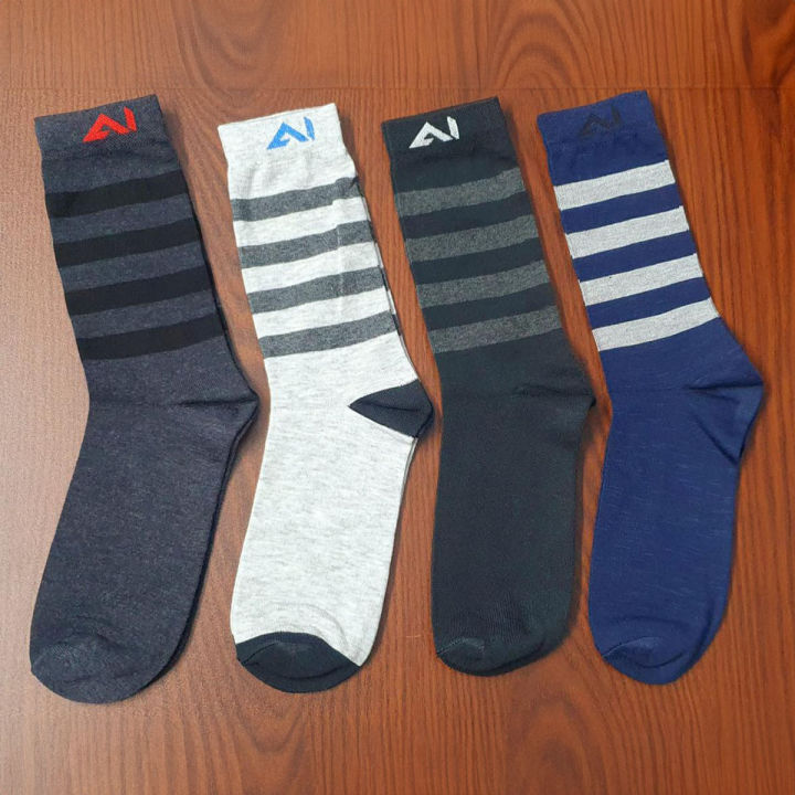 Men's new classic 4 pair Stripe Long socks L402 - Cycle