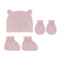 5pcs/lot Newborn Baby Cotton Beanies Hospital Hat and Mittens Set Solid Candy Color Stretchy Infant Warm Cap Gloves 0-1 Years Ol. 