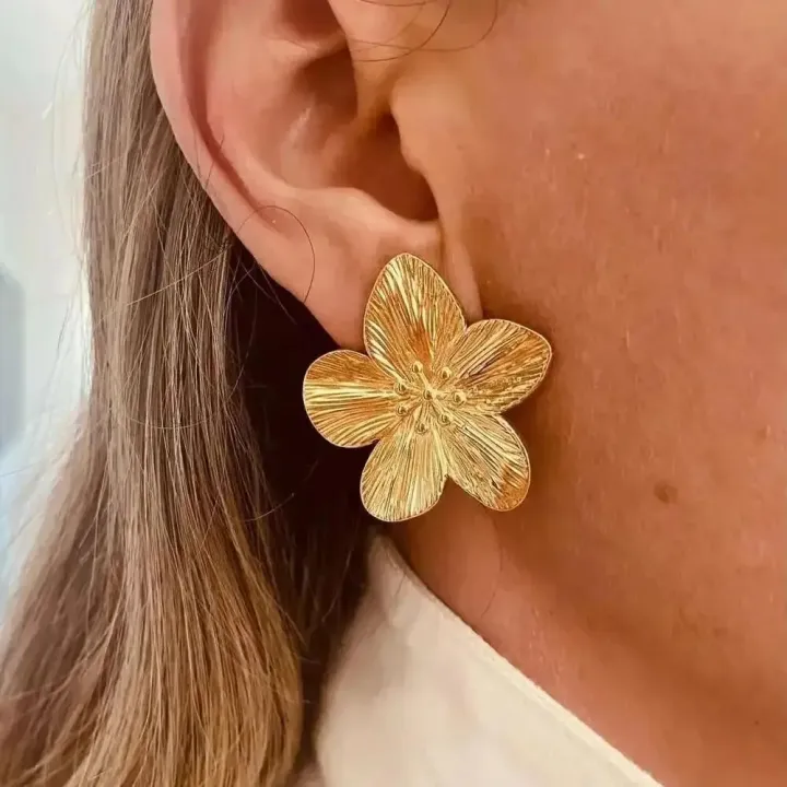 Chic%20Fashion%20Flower%20Stud%20Earrings%20For%20Women%20Girl%20Metal%20Classic%20Retro%20Texture%20Geometric%20Studs%20Bride%20Wedding%20Jewelry%20Accessories%201Pair%20-%20Image%202
