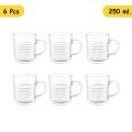 6 Pcs Transparent Glass Coffee Mugs Tea Cups Set with 250ml.. 