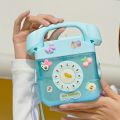 400ML Telephone Shape Water Bottle Plastic Water Bottle for Girls Kawaii Straw Bottle with Sticker Strap Children Outdoor Kettle.