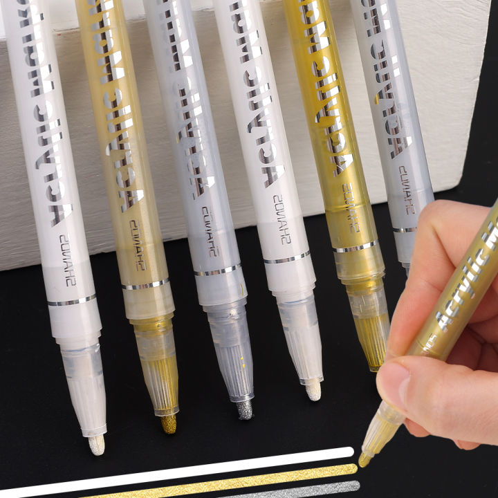 1/3Pcs High-gloss Gold Silver White Painting Graffiti Pens Waterproof Ink Acrylic Markers
