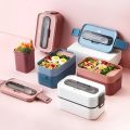 Portable Lunch Box With Microwave Oven Heating For Work Fat Reduction Lunch Box With Compartment And Lid Double Layer Lunch Box. 