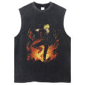 One Piece Vest Washed T-Shirt Anime Guts Graphic Tank Top Cotton Sleeveless Streetwear Loose Trend T Shirt Men's Clothing Unisex.