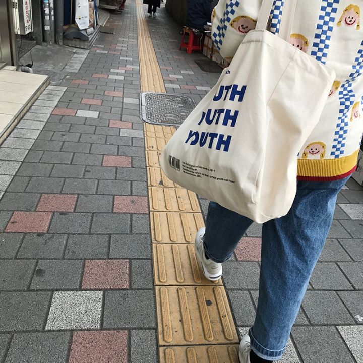 Women%20Canvas%20Shopping%20Bag%20YOUTH%20Letters%20Print%20Female%20Cotton%20Cloth%20Shoulder%20Bag%20Eco%20Handbag%20Tote%20Reusable%20Grocery%20Shopper%20Bags%20-%20Image%204