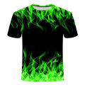 High quality fashion sales Men's new summer T-shirt with round neck short sleeve blue green red purple flame 3D printed top 6XL. 
