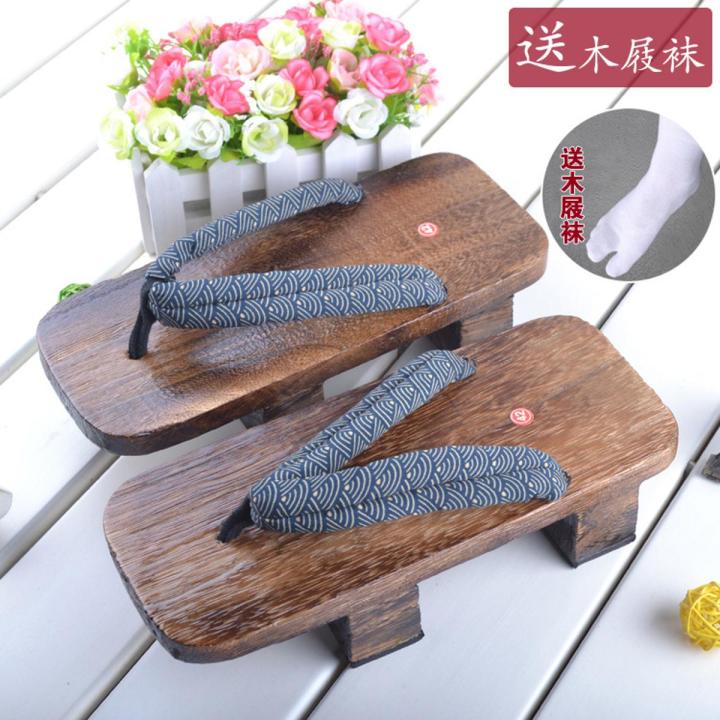 New High-Heeled Wooden Sandals Authentic Japanese-Style ToastingcosMen's and Women's Two-Tooth Clogs Clog