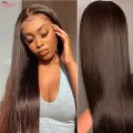 2# Straight Lace Front Wig Dark Brown Lace Front Wig Ttransparent Lace Wigs For Women Human Hair 13x4 Lace Frontal Wig 30 Inches. 