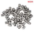 50Pcs Stainless Hex Hexagon Socket Set Screw Headless Concave End M3 M4 2-35mm.