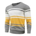Autumn Cotton Pullover V-neck Men's Sweaters Fashion Solid Color High Quality Slim Sweaters Pullover Men Patchwork Knitwear-black. 