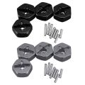 2 Set Aluminum Alloy 12mm Combiner Wheel Hub Hex Adapter Upgrades for Wltoys 144001 1/14 RC Car Spare Parts,Black & Grey.