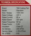 TBS Celling Fan 56 Inch. 