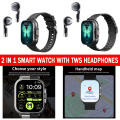 2-in-1 Watch Headset Smartwatch Earbuds Combo 2-in-1 Watch Headset Bluetooth Earbuds Watch Wireless Headset Watch Smart Earbuds Timepiece. 