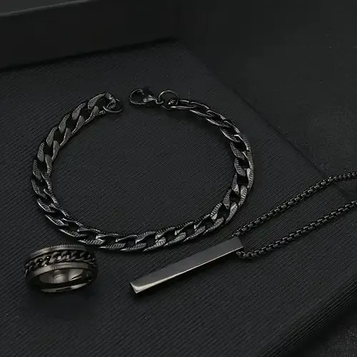 3pcs/set%20Men's%20Fashion%20Alloy%20Cross%20Pendant%20Necklace%20+%20Bracelet%20+%20Ring%20Set%20%20for%20Men%20-%20Image%206