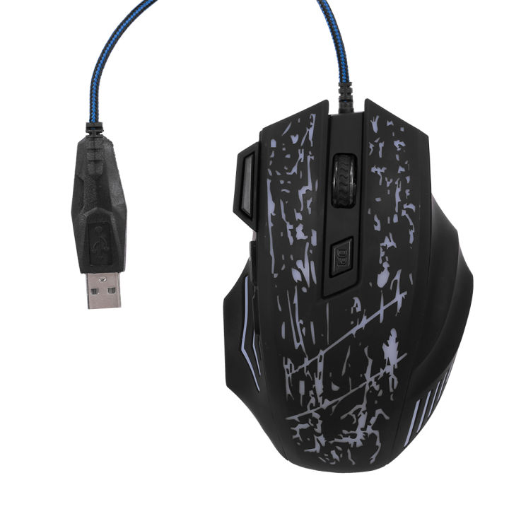 HXSJ Wired Gaming Mouse Professional Mouse with 5500DPI Gaming Mice with 7 Buttons Ergonomic Grip RGB Light (Matte Black)