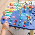 Baby Activity Table Bead Maze Gear Early Learning Wooden Play Table Toy for Toddlers Kids 1 2 3 4. 