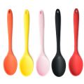 Silicone Spoon Long-handled Heat-resistant Solid Color Food Grade Cooking Spoon Tools for Home.