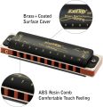 East top Diatonic Harmonica Key of C 10 Holes 20 Tones 008K Blues Harp Mouth Organ Harmonica with Black Cover, Top Grade Harmonica for Adults, Professionals and Students. 