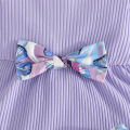 GC Toddler Girls Clothes Outfit Cotton Pit Strip Flutter Sleeve Top Butterfly Print Pants 2 Piece Outfits.