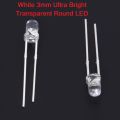 50Pcs- 3mm Transparent WHITE 3mm Water Clear LED White 3mm Ultra Bright Transparent Round 5mm LED Light Emitting Diode Water Clear White Light Bulbs For Electronics Project.