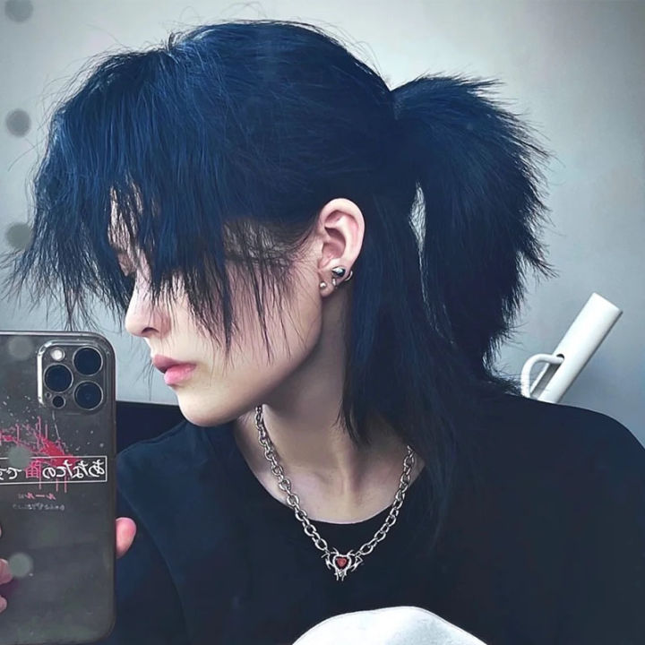 Samurai%20Head%20Wig%20Japanese%20Handsome%20Neutral%20Anchovy%20Head%20Fluffy%20Natural%20Wolf%20Tail%20Men%20and%20Women%20Hair%20Cover%20Spot%20One%20Piece%20Dropshipping%20-%20Image%204