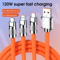 120W 3 In 1 Fast Charging Cable Micro USB/Type-c Multiple USB Port Mobile Phone Charging Cables For Xiaomi Samsung iPhone 14 13.