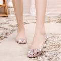 Women Summer Slippers Sparkling Jelly Shoes Shiny Baotou High Elastic Shoes. 