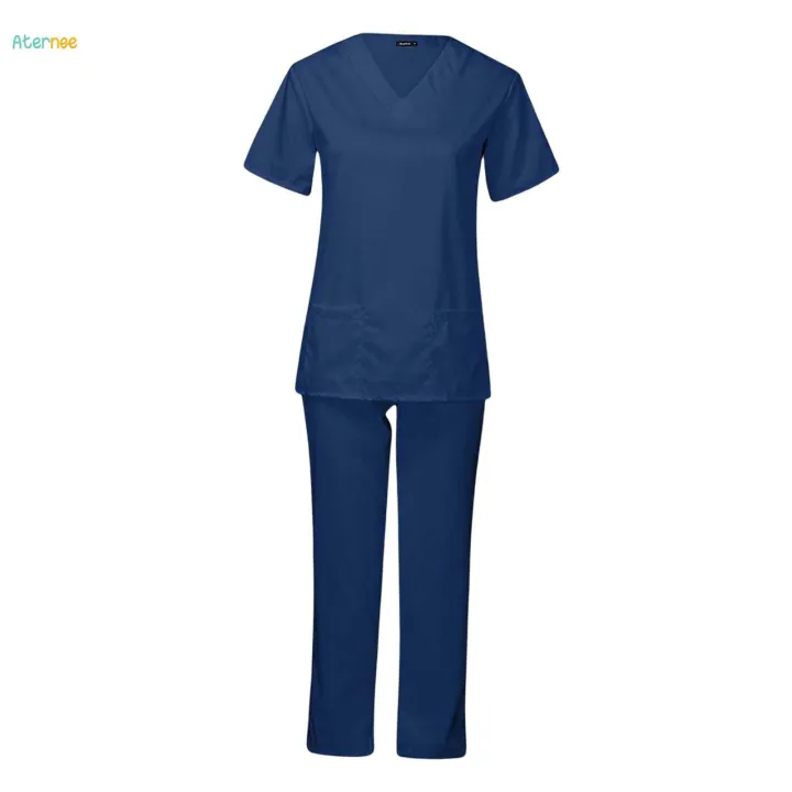 Women%20Nursing%20Scrubs%20Uniform%20Top%20Pants%20Set%20suits%20Clothing%20for%20Worker%20Pet%20Groomer%20-%20Image%203