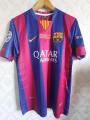 2014-15 Barcelona FC Home S/S No.10 Messi 2015 UEFA CL Final jersey Retro Lifestyle Football t- Shirt. 