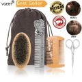 Professional Wood Beard Comb Set Double Beard Oil Head Shape Beard Comb Brush Care Beard Oil Tool Beard Comb Set With Bag.