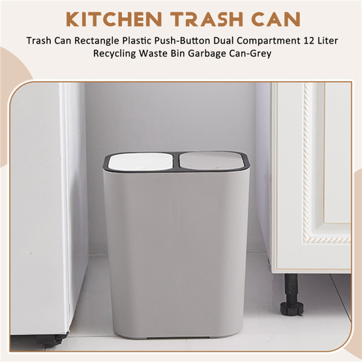Trash%20Can%20Rectangle%20Plastic%20Push-Button%20Dual%20Compartment%2012%20Liter%20Recycling%20Waste%20Bin%20Garbage%20Can-Grey%20-%20Image%203
