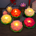 Lotus Lamp Realistic Creative Flickering LED Night Light -Operated Portable Lotus for Home Decor Meditation Space Spiritual Practitioners Romantic Setting Gift Item.